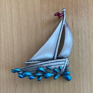 Vintage JJ Sailboat Brooch/Pin